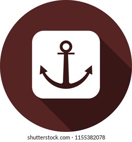 Anchor icon on white square. White flat image with long shadow.  
