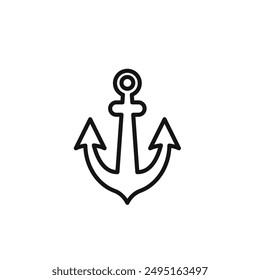 Anchor icon outline collection in black and on white background