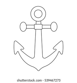 Anchor icon in outline style isolated on white background. Pirates symbol stock vector illustration.