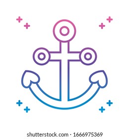 icono de anclaje sobre fondo blanco, estilo de línea degradado, ilustración vectorial