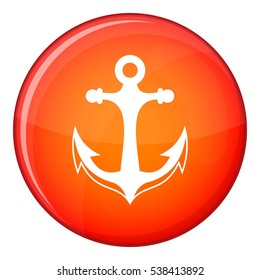 Anchor icon in red circle isolated on white background vector illustration