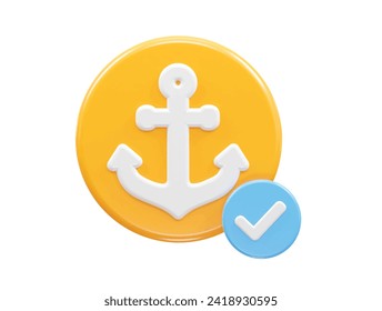 Anchor icon rendering 3d illustration