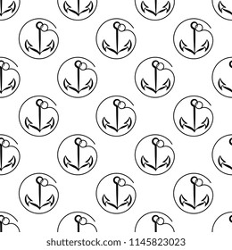 Anchor Icon Seamless Pattern, Flat Vector Art Illustration