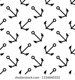 Anchor Icon Seamless Pattern, Flat Vector Art Illustration