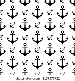 Anchor Icon Seamless Pattern, Flat Vector Art Illustration