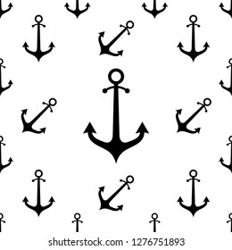 Anchor Icon Seamless Pattern, Flat Vector Art Illustration