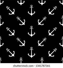 Anchor Icon Seamless Pattern, Flat Vector Art Illustration