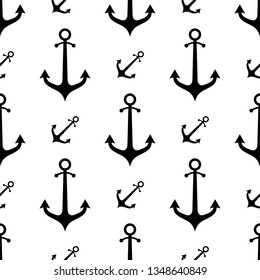 Anchor Icon Seamless Pattern, Flat Vector Art Illustration
