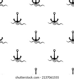 Icono De Anclaje Patrón Sin Marea, Ilustración De Arte Del Vector De Buques De Agua