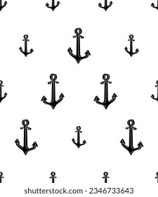 Anchor Icon Seamless Pattern,  Water Vessel Anchor Vector Art Illustration