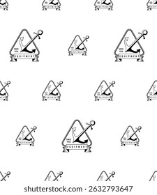 Anchor Icon Seamless Pattern, Water Vessel Anchor Vector Art Illustration
