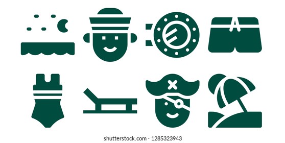  anchor icon set. 8 filled anchor icons. Simple modern icons about  - Swimsuit, Sea, Beach, Sailor, Pirate, Porthole, Vacation