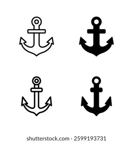 Anchor icon set for mobile concept and web design color editable