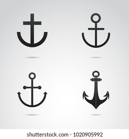 Anchor icon set on white background. Vector art.