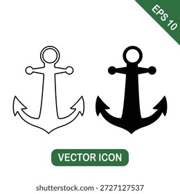 Ankersymbolsatz Umriss und stetiges nautisches Symbol