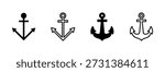 Anchor icon set. Anchor symbol logo. Anchor marine icon.