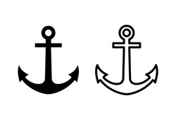 Anchor Icon Set. Anchor Symbol Logo. Anchor Marine Icon.