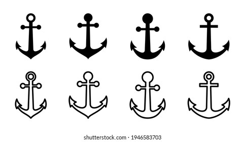 Anchor icon set. Anchor symbol logo. Anchor marine icon.