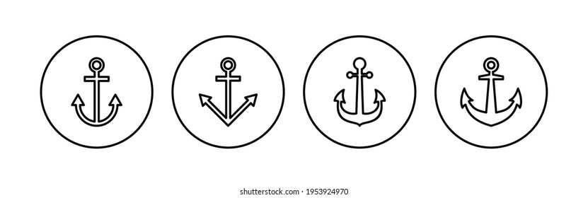 Anchor icon set. Anchor symbol logo. Anchor marine icon.