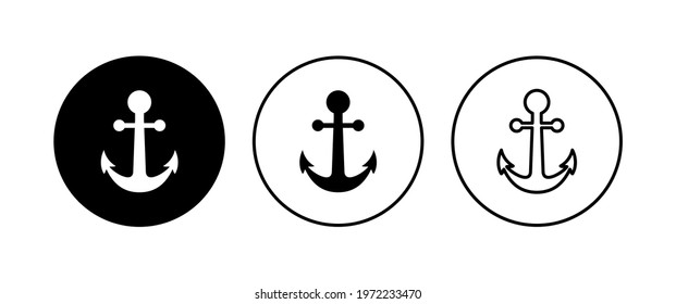 Anchor icon set. Anchor symbol logo. Anchor marine icon.