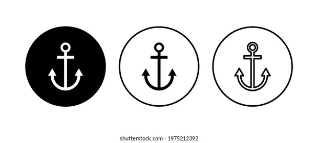 Anchor icon set. Anchor symbol logo. Anchor marine icon.
