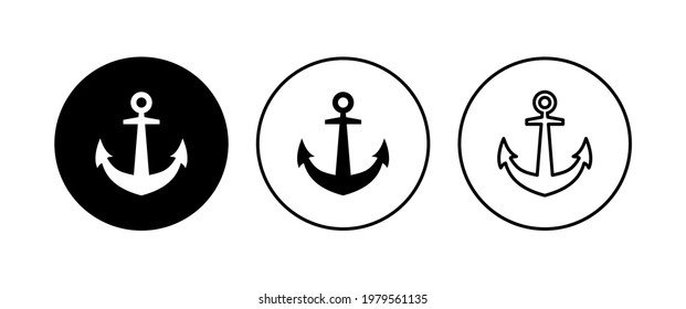 Anchor icon set. Anchor symbol logo. Anchor marine icon.