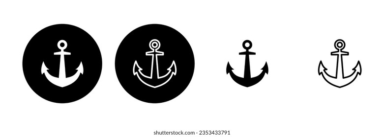 Anchor icon set. Anchor symbol logo. Anchor marine icon.