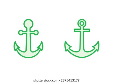 Anchor icon set. Anchor symbol logo. Anchor marine icon.