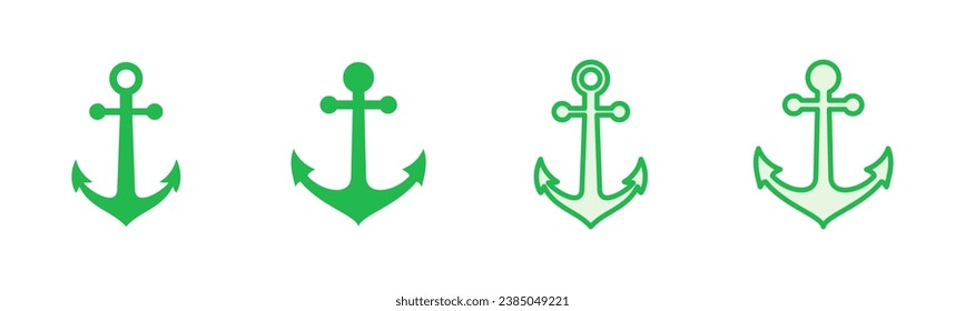 Anchor icon set. Anchor symbol logo. Anchor marine icon.
