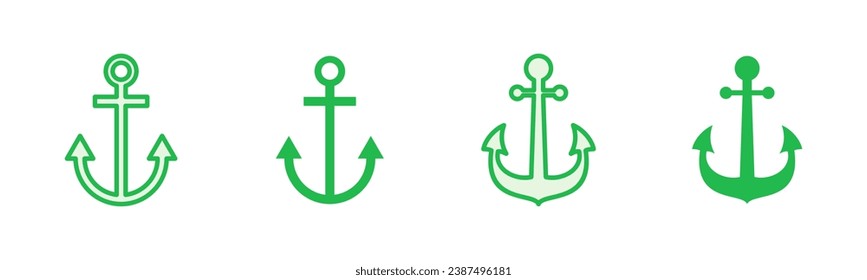 Anchor icon set. Anchor symbol logo. Anchor marine icon.