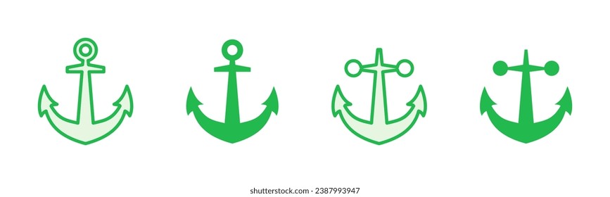 Anchor icon set. Anchor symbol logo. Anchor marine icon.