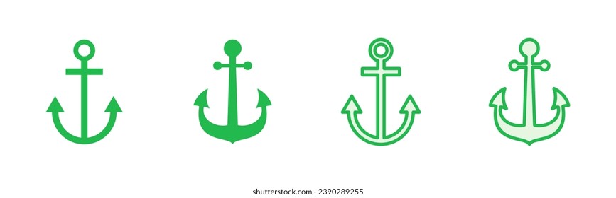 Anchor icon set. Anchor symbol logo. Anchor marine icon.