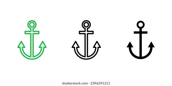 Conjunto de iconos de delimitador. Logo del símbolo de ancla. Icono marino de anclaje.