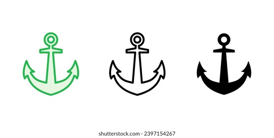 Anchor icon set. Anchor symbol logo. Anchor marine icon.