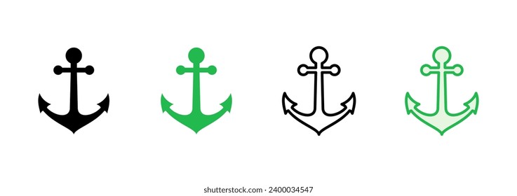 Conjunto de iconos de delimitador. Logo del símbolo de ancla. Icono marino de anclaje.