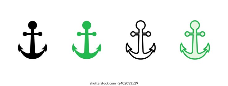 Anchor icon set. Anchor symbol logo. Anchor marine icon.