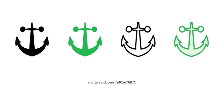 Conjunto de iconos de delimitador. Logo del símbolo de ancla. Icono marino de anclaje.
