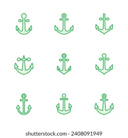 Anchor icon set. Anchor symbol logo. Anchor marine icon.