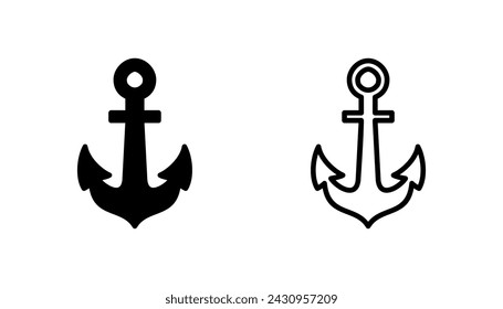 Anchor icon set. Anchor symbol logo. Anchor marine icon.