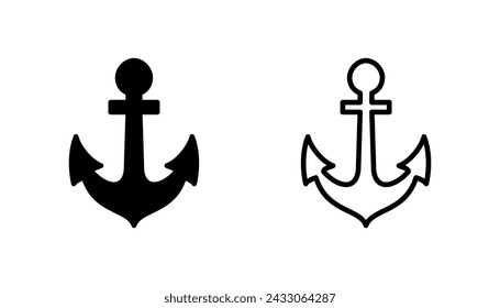 Anchor icon set. Anchor symbol logo. Anchor marine icon.