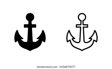 Anchor icon set. Anchor symbol logo. Anchor marine icon.