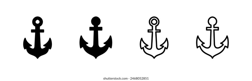 Anchor icon set. Anchor symbol logo. Anchor marine icon.