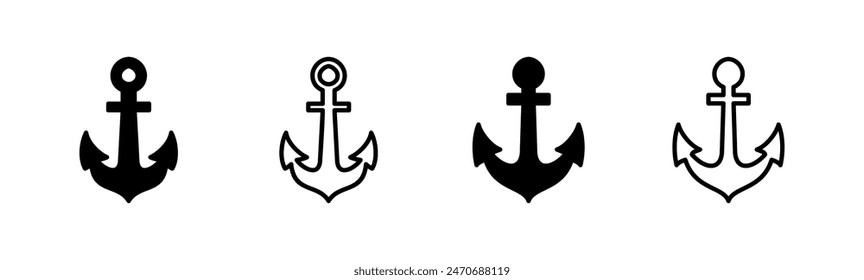 Anchor icon set. Anchor symbol logo. Anchor marine icon.