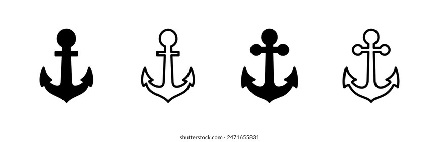 Anchor icon set. Anchor symbol logo. Anchor marine icon.
