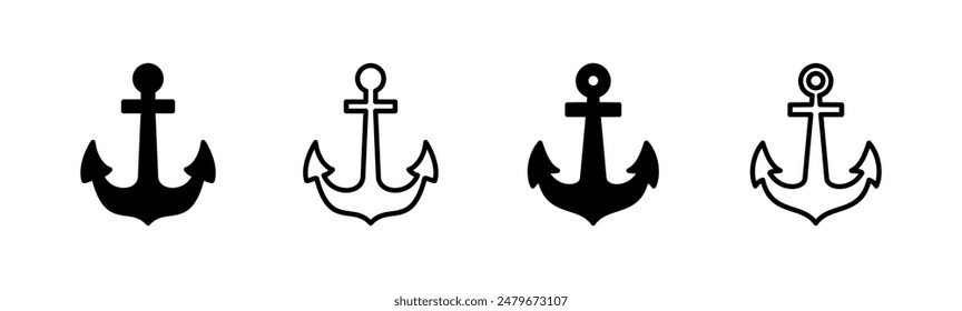Anchor icon set. Anchor symbol logo. Anchor marine icon.