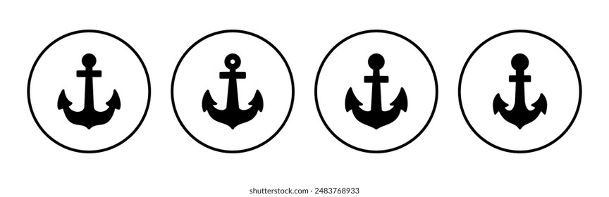 Anchor icon set. Anchor symbol logo. Anchor marine icon.