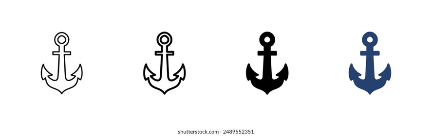 Anchor icon set. Anchor symbol logo. Anchor marine icon.