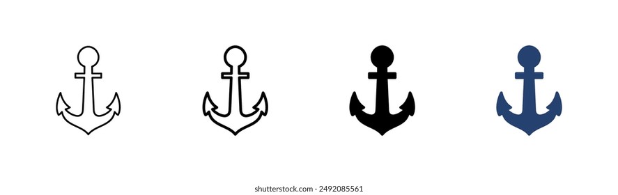 Anchor icon set. Anchor symbol logo. Anchor marine icon.