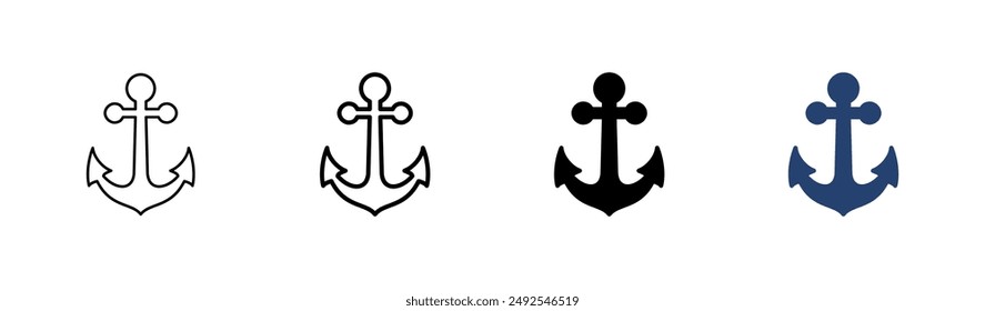 Anchor icon set. Anchor symbol logo. Anchor marine icon.