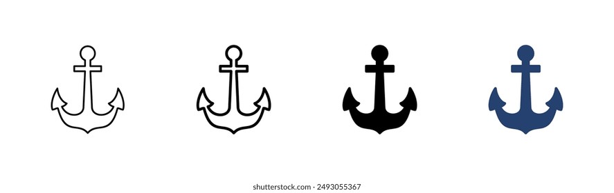 Anchor icon set. Anchor symbol logo. Anchor marine icon.